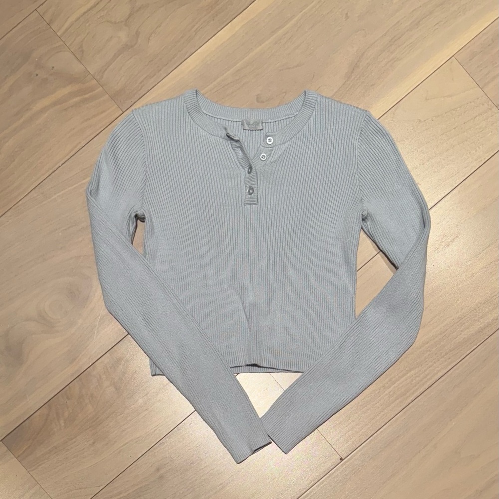 Brandy Melville Blue Polo Crop Top